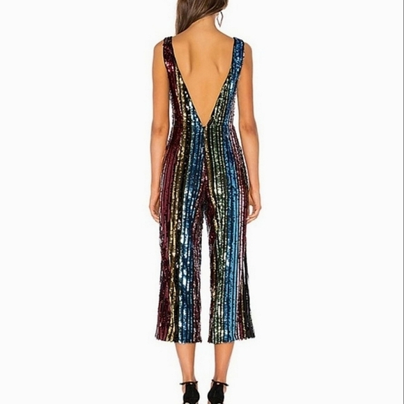 LPA-Revolve-Double V Jumpsuit in Multi Sequin-Size Small - Picture 3 of 17